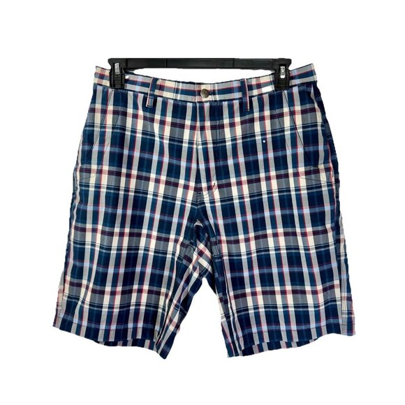 Mountain Khakis Mulligan Shorts Mens 34x10 Blue Plaid Classic Fit Stretch Casual - Picture 1 of 8